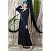 Embroidered flare Nida abaya- Black